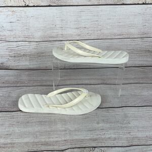 Tory Burch Womens Sz 7M Kira Padded Flip-Flops Sandals Off White Ivory